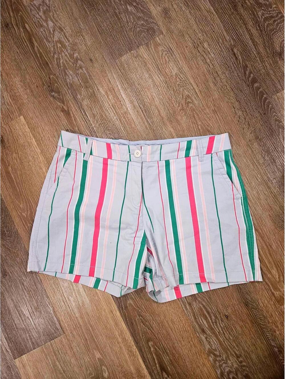 Crown & Ivy Women's Light Blue Casual Striped Shorts Size 12 205